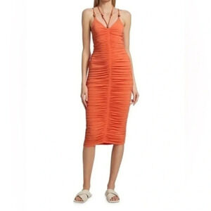 A.L.C Allegra Ruched Bead-Embellished Midi-Dress B925